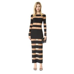 NORMA KAMALI Splice Striped Sheer Knit Dress - Size XS